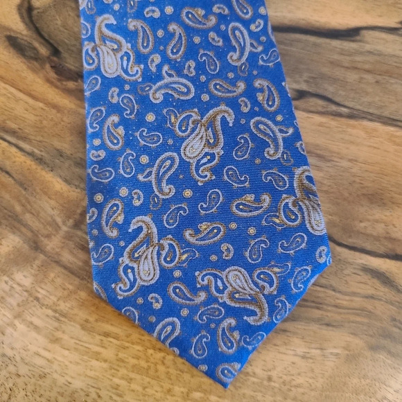Pierre Balmain Blue Paisley 100% Silk Tie - Picture 2 of 4